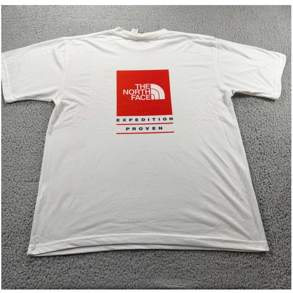 The North Face Mens White Expedition Proven Red Box Logo T-Shirt Medium USA